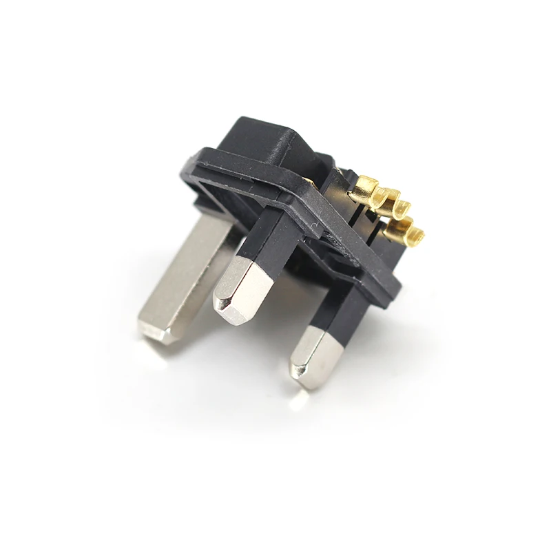 Durable Quality Solid Crimping 3-Pin AC Plug Inserts with Nickel-Plated Contacts for Type G UK Plugs Brass Plugs for Power Cord