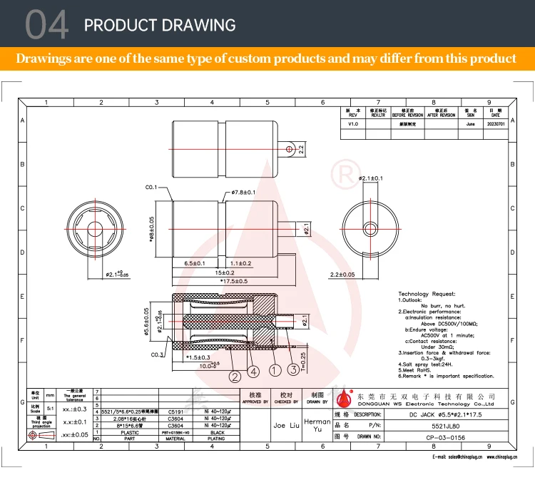 DC Connectors 5521JL80 5.5*2.1mm DC Sockets Nickel Plated DC Jacks 5521 Connectors DC Power Outlet for Electric Toy Car