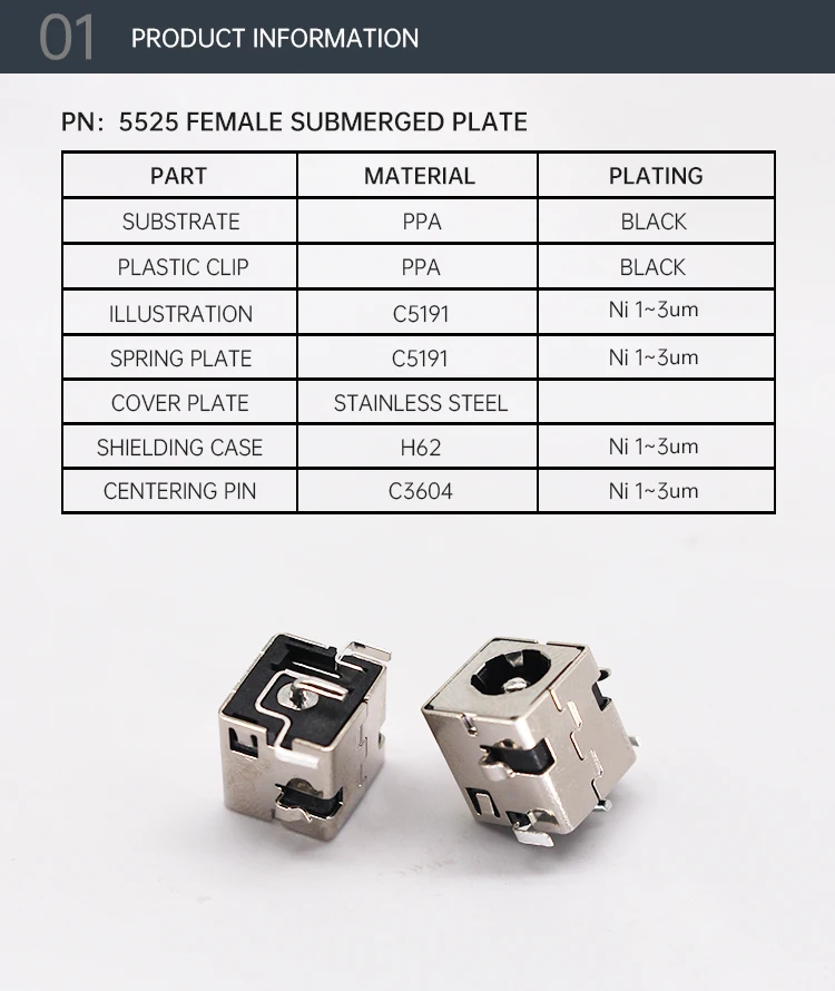 Hot Sale DC044B 5.5mm DC Power Jack Horizontal DC Power Socket for Sinking Plate Large Current Charging Female Connectors