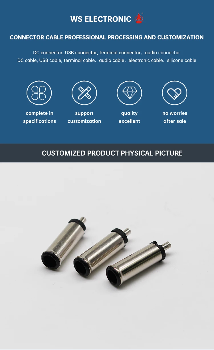 Good Quality 6.5*1.4mm DC Plugs 65P14C225 DC Power Plugs Nickel Plated DC Power Supply Connectors for Power Charging