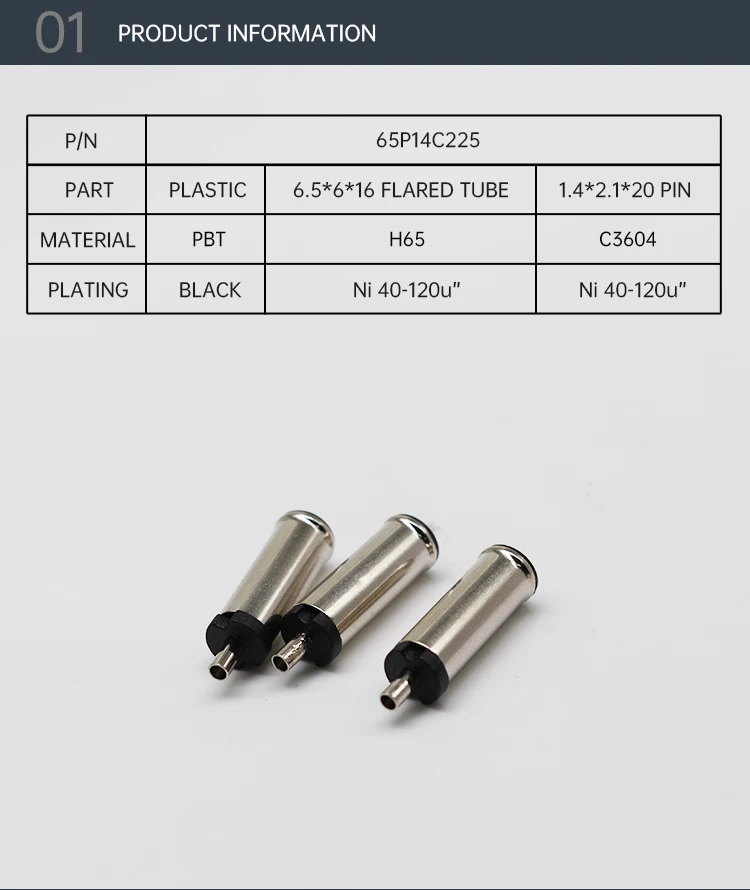 Good Quality 6.5*1.4mm DC Plugs 65P14C225 DC Power Plugs Nickel Plated DC Power Supply Connectors for Power Charging