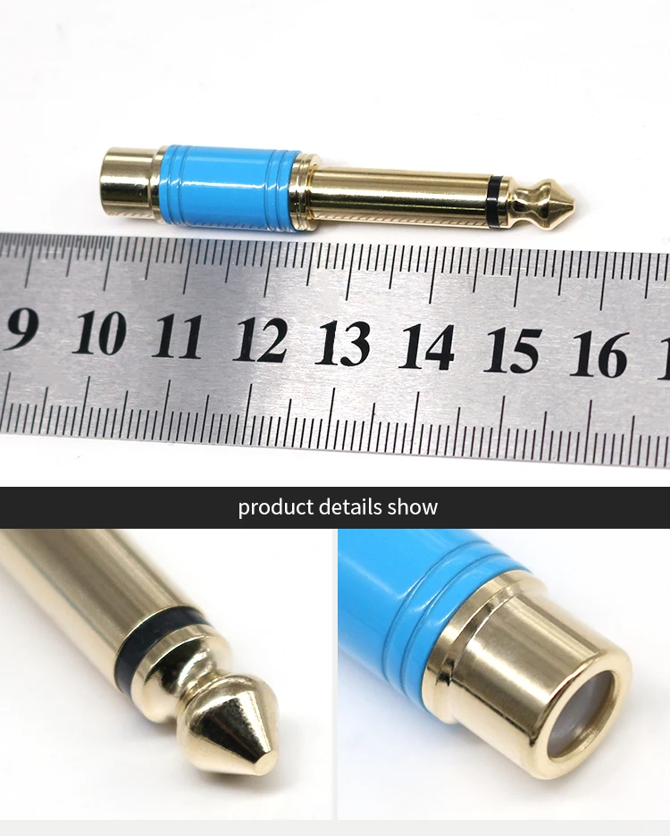 Wholesale Lotus Head Power Amplifier Plugs RCA to 6.35 Audio Adapters Pure Copper Large Two Core Gold-Plated Audio Adapters