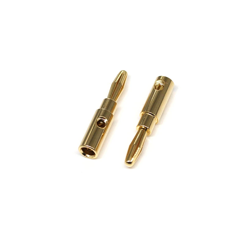 Hot Sale Pure Copper 4mm Banana Male Plugs AV Audio Video Adapters Gold Plated Connectors for Amplifier Binding Post