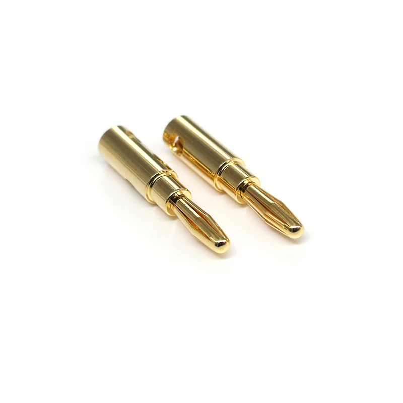 Hot Sale Pure Copper 4mm Banana Male Plugs AV Audio Video Adapters Gold Plated Connectors for Amplifier Binding Post