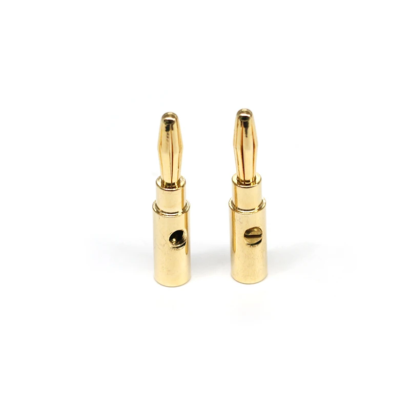 Hot Sale Pure Copper 4mm Banana Male Plugs AV Audio Video Adapters Gold Plated Connectors for Amplifier Binding Post