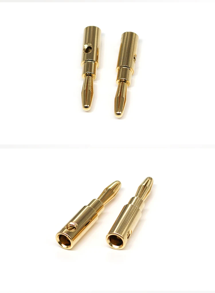 Hot Sale Pure Copper 4mm Banana Male Plugs AV Audio Video Adapters Gold Plated Connectors for Amplifier Binding Post