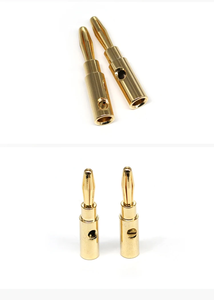 Hot Sale Pure Copper 4mm Banana Male Plugs AV Audio Video Adapters Gold Plated Connectors for Amplifier Binding Post
