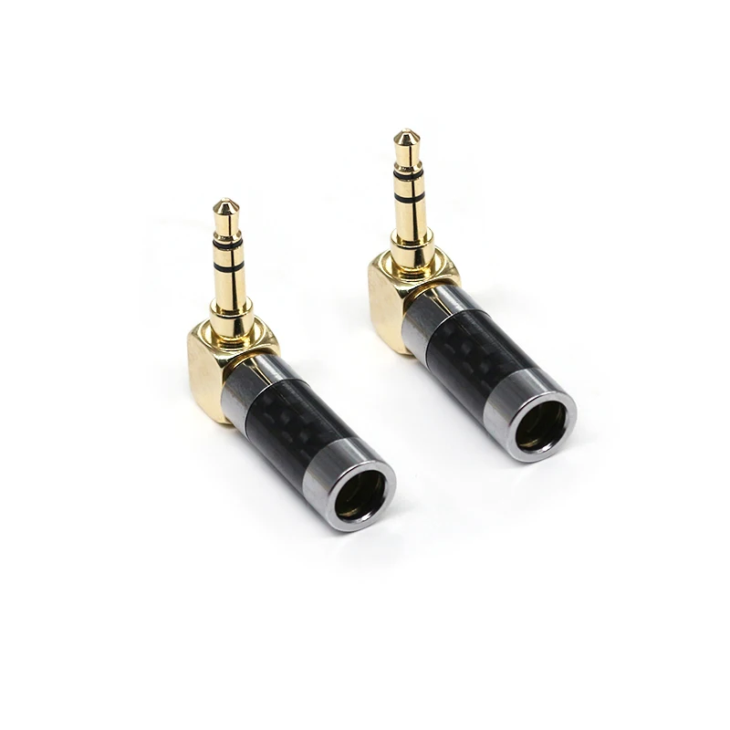 3.5mm Audio Connectors Plug 1/8" Stereo Audio Plugs Gold Plated Black Carbon Fiber 3.5 mm Earphone Headphone Connectors