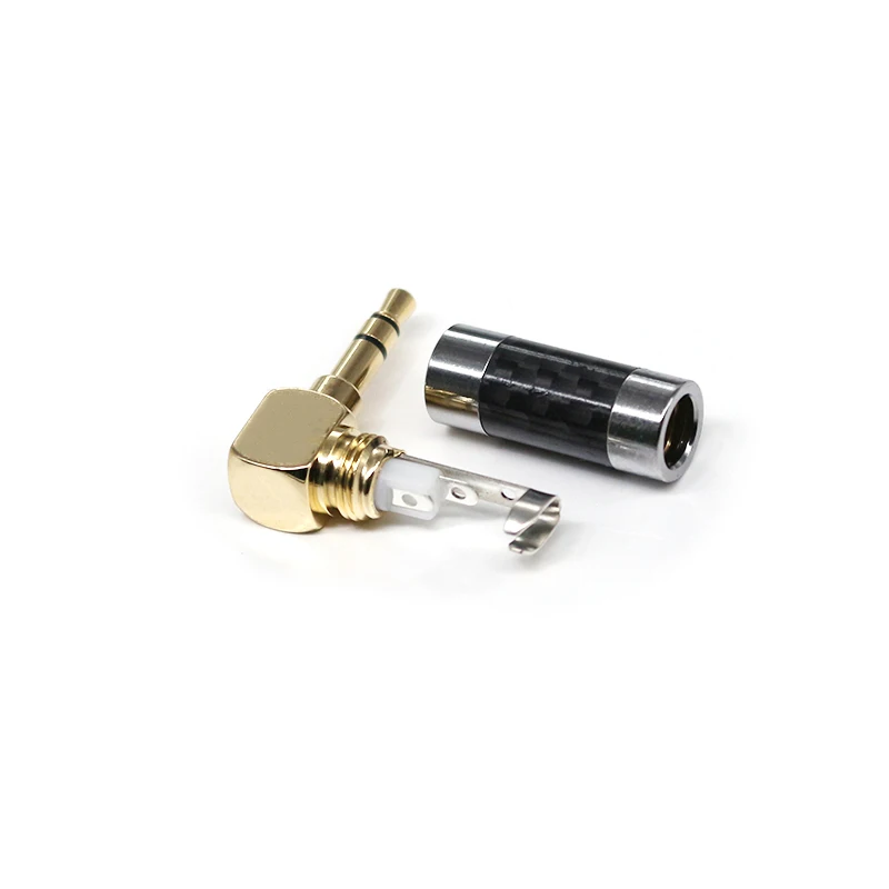3.5mm Audio Connectors Plug 1/8" Stereo Audio Plugs Gold Plated Black Carbon Fiber 3.5 mm Earphone Headphone Connectors