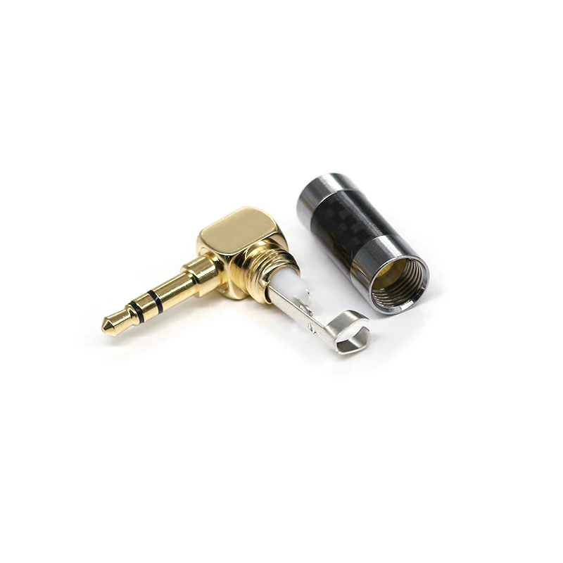 3.5mm Audio Connectors Plug 1/8" Stereo Audio Plugs Gold Plated Black Carbon Fiber 3.5 mm Earphone Headphone Connectors
