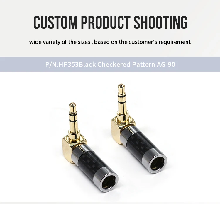 3.5mm Audio Connectors Plug 1/8" Stereo Audio Plugs Gold Plated Black Carbon Fiber 3.5 mm Earphone Headphone Connectors