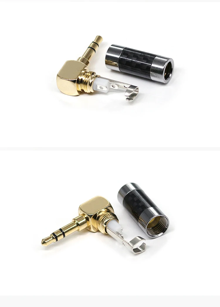 3.5mm Audio Connectors Plug 1/8" Stereo Audio Plugs Gold Plated Black Carbon Fiber 3.5 mm Earphone Headphone Connectors