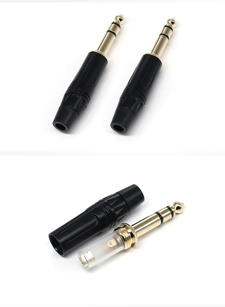 Good Quality Audio Connectors 6.35mm 1/4" TRS Male Plug Straight Cable Connectors Gold Plated Microphone Connectors Audio Plugs