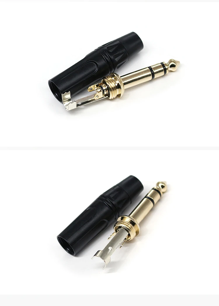 Good Quality Audio Connectors 6.35mm 1/4" TRS Male Plug Straight Cable Connectors Gold Plated Microphone Connectors Audio Plugs