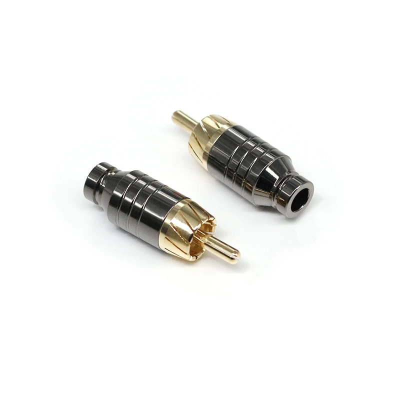 Gold Plated RCA Male Plugs Hi-end Audio Connectors Gold Plated Copper RCA Plug Audio Cable Male Connectors Adapter Welding