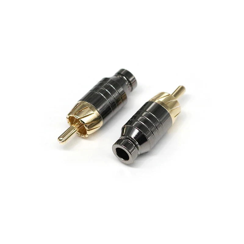 Gold Plated RCA Male Plugs Hi-end Audio Connectors Gold Plated Copper RCA Plug Audio Cable Male Connectors Adapter Welding