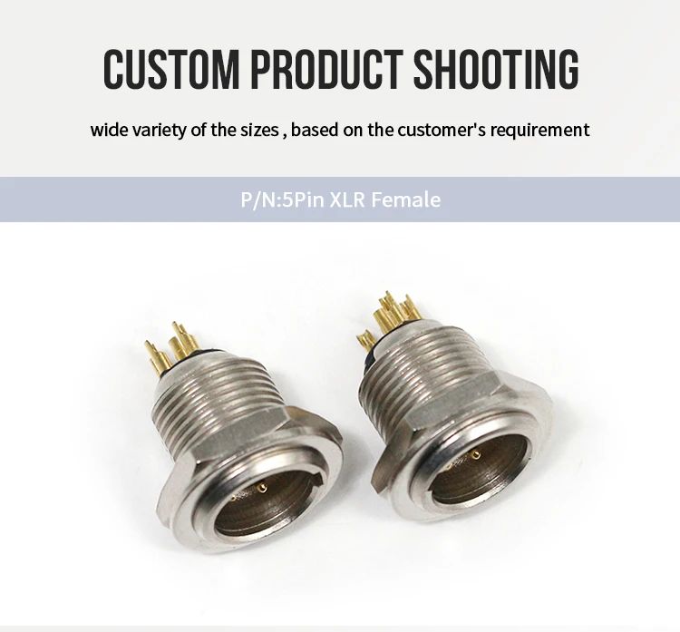High Quality Mini XLR Female Sockets Mini 5 Pin XLR Threaded ConnectorS Panel Mount Solder Audio Connectors for Audio & Video