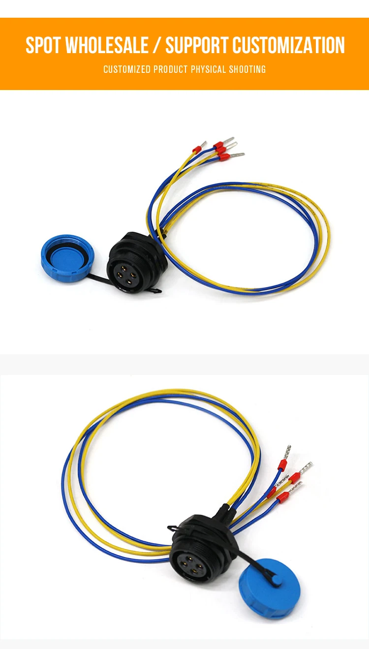 Professional Factory Waterproof 4 Pin PCB Solder Cable Connector to E0508 Terminal Blocks Cables Industrial Aviation Plug Cables