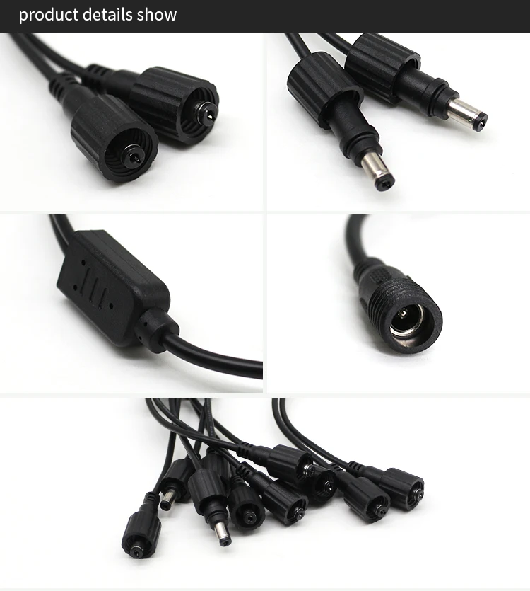Professional Custom DC Splitter Cables DC5521 Female Jack to Two DC5521 Plug DC Cables Waterproof DC Cables for LED Light