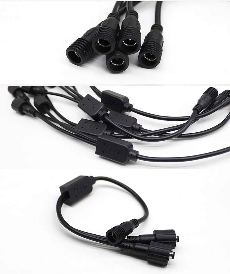 Professional Custom DC Splitter Cables DC5521 Female Jack to Two DC5521 Plug DC Cables Waterproof DC Cables for LED Light