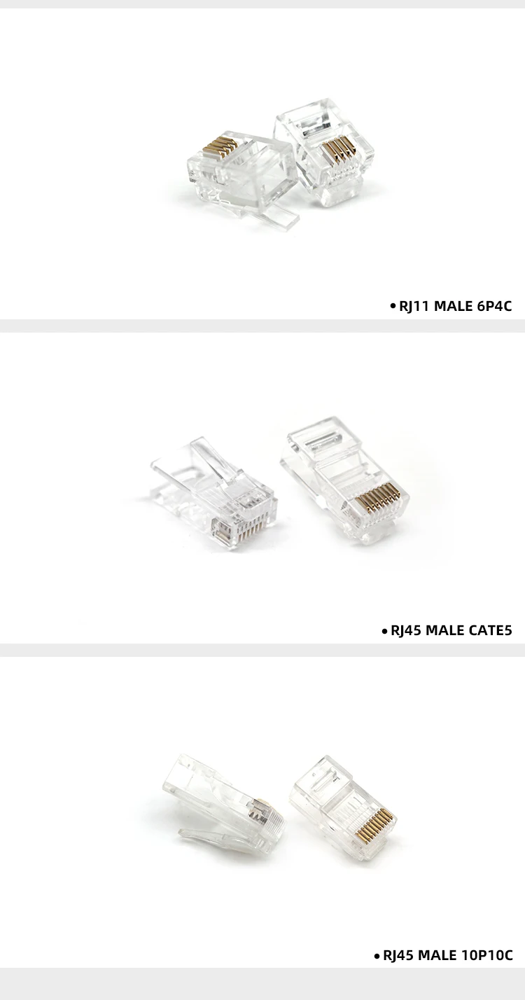 RJ12 6P6C Connectors RJ12 6P6C Male Plugs to Terminal 0508 Wired Cables Ethernet Lan Internet Cables Telecommunication Cables
