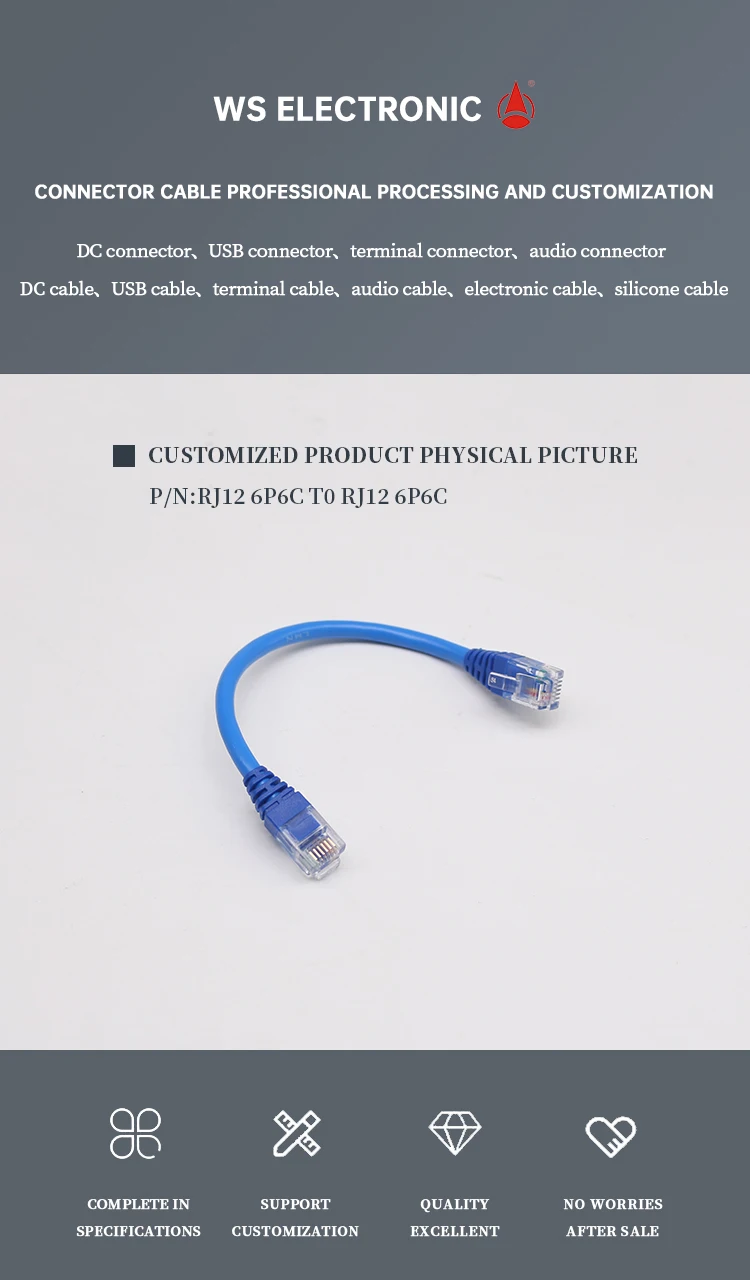 High Quality Customized RJ12 RJ45 Ethernet Cable CAT5E CAT6A UTP LAN Wifi Router Cable for Computer Network Connection