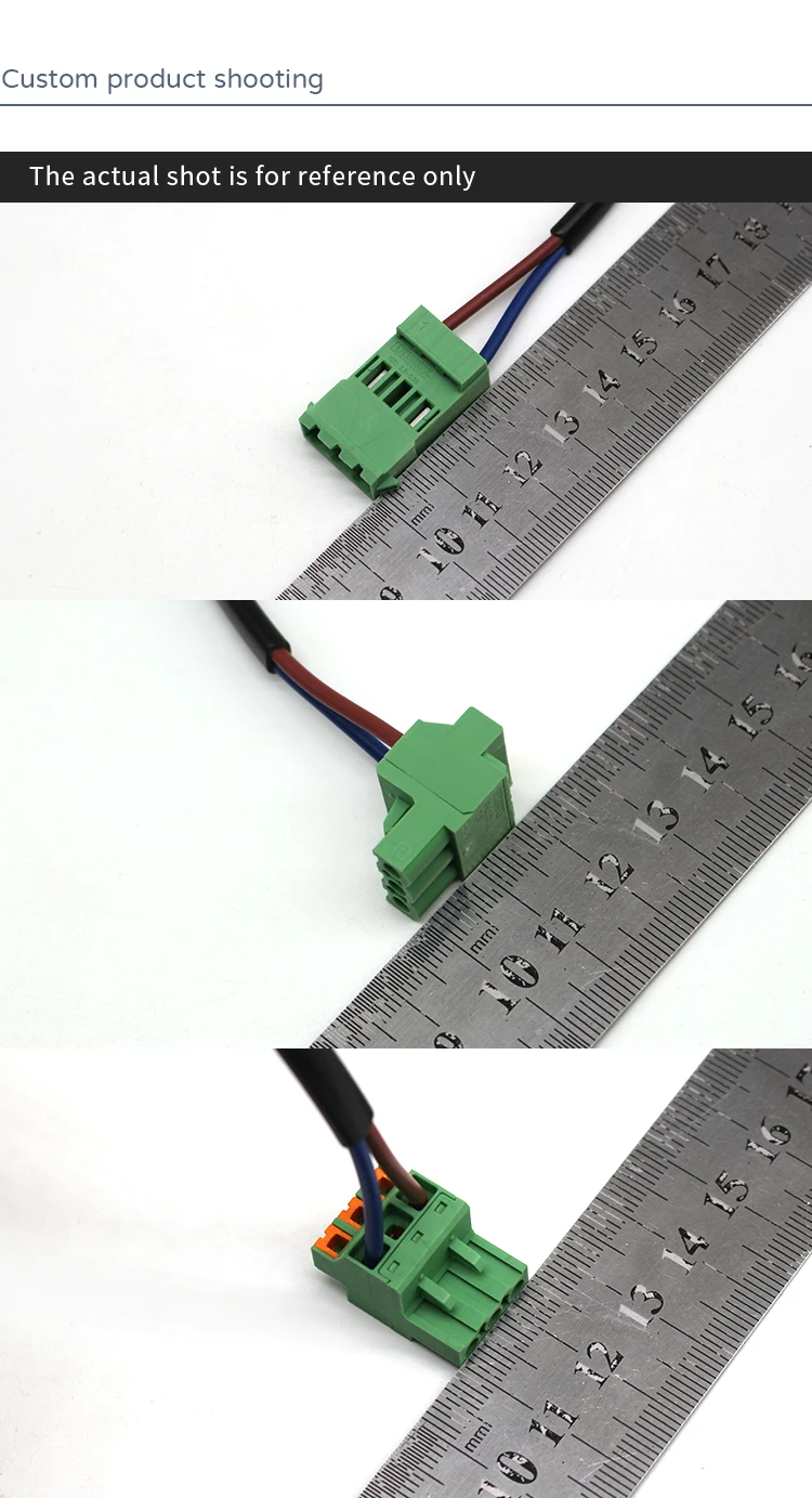 Customized Power Supply Cables ICC2.5 to FKCOR2.5 H05WH2-F Wire Harness 5.08mm 3 Pins Pluggable Terminal Block Wiring Harness