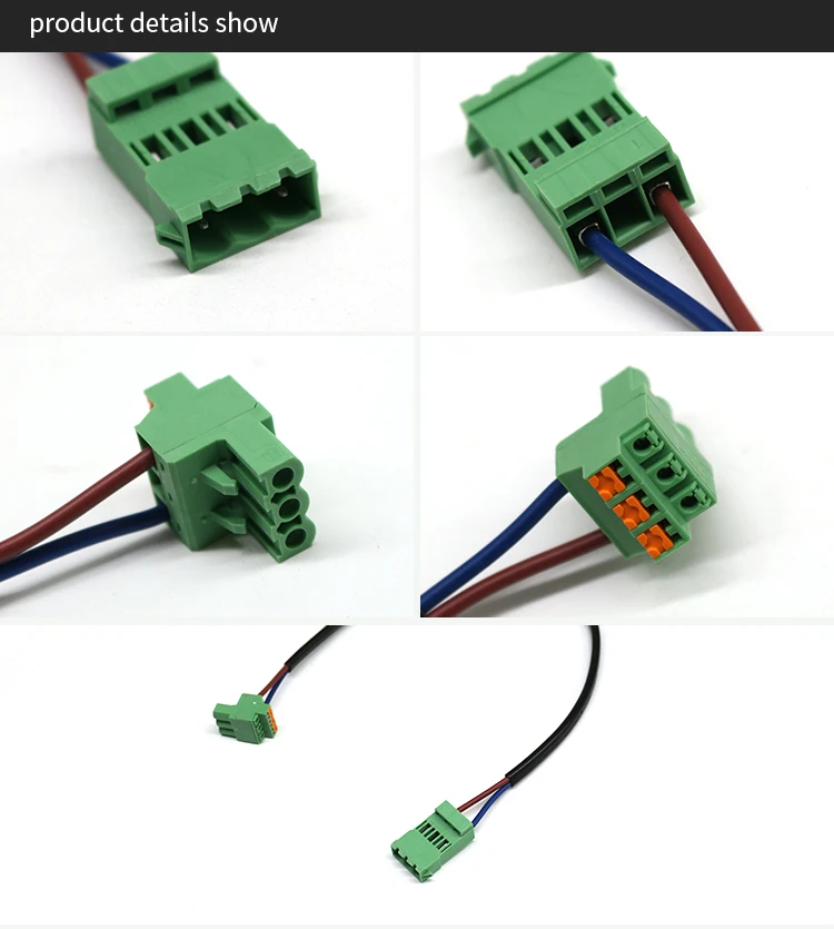Customized Power Supply Cables ICC2.5 to FKCOR2.5 H05WH2-F Wire Harness 5.08mm 3 Pins Pluggable Terminal Block Wiring Harness