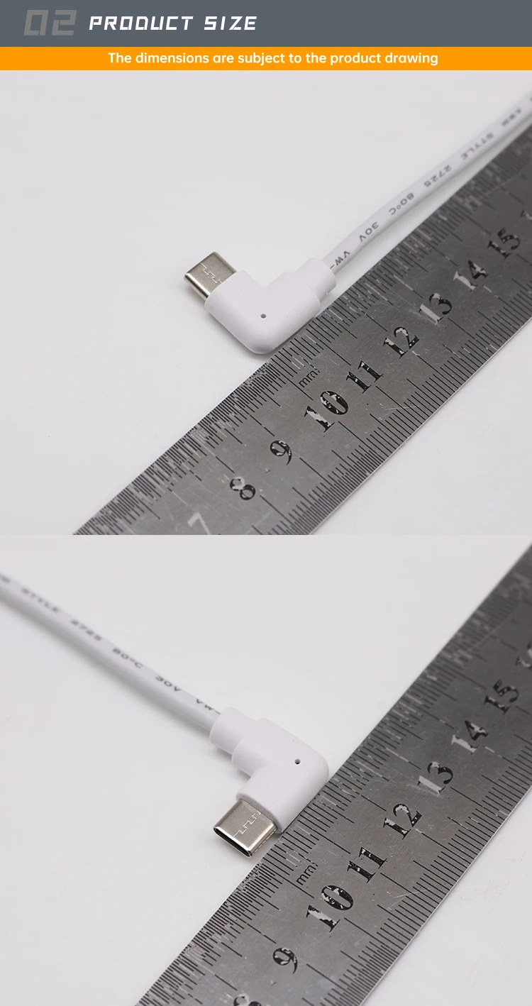 Reliable Quality Elbow Type C Plug to Type C Plug Cables Fast Speed Type C Data Cables Quick Charging Cables for Mobile Phone