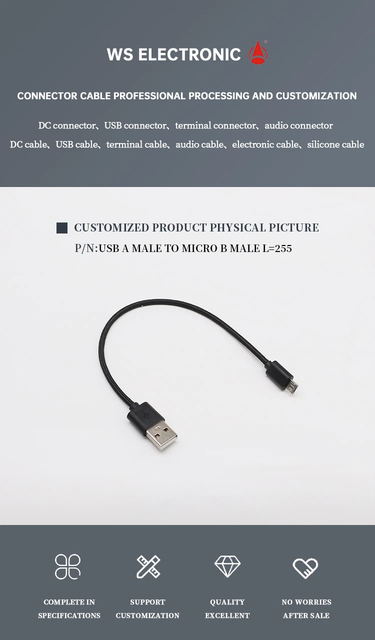 Factory Wholesale USB a Male Plug to Micro USB Cables Micro B USB Cable Fast Charger Data Cable USB a to Micro B Male Cables