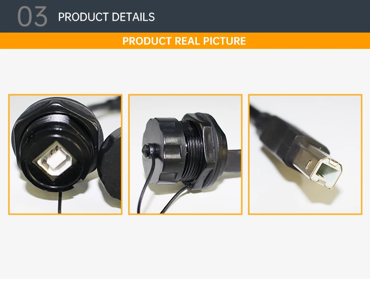Good Quality Waterproof USB B Male Plug to USB B Female Jack Socket Cables Panel Mount Type B Power Extension Cables for Printer