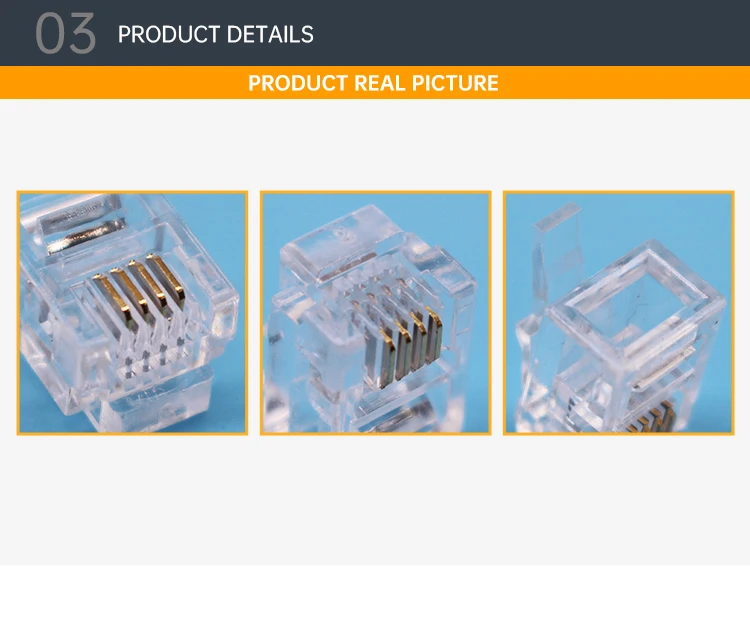 Professional OEM ODM RJ11 6P4C Plugs Ethernet Connectors for Telephone Cable Ethernet UTP Plug RJ11 Male Plug Connectors
