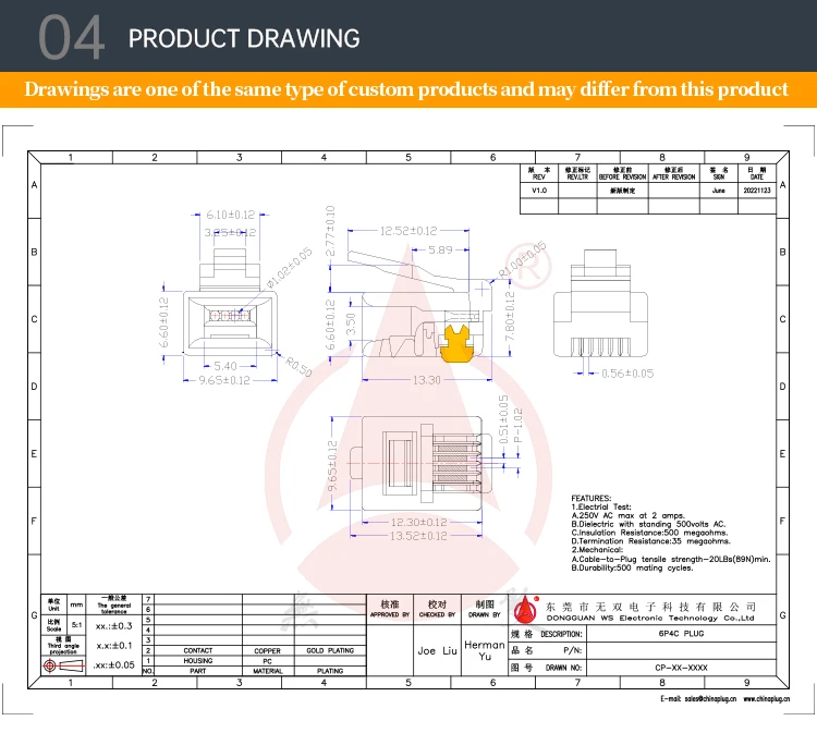 Professional OEM ODM RJ11 6P4C Plugs Ethernet Connectors for Telephone Cable Ethernet UTP Plug RJ11 Male Plug Connectors