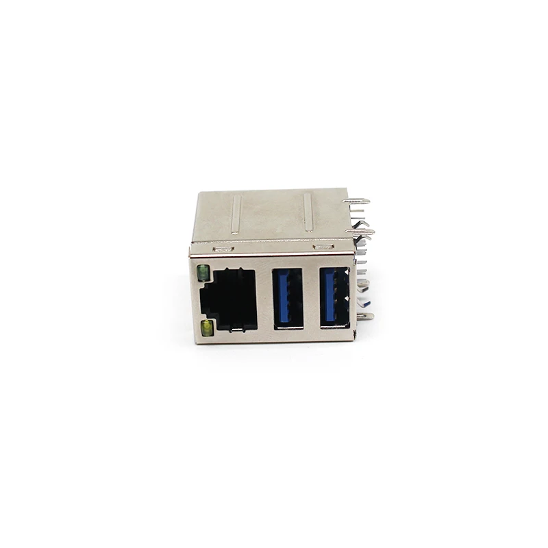High Quality USB Connectors RJ45 Connectors UTP Connectors Pass Through  Double Layer USB LED RJ45 Female Connectors