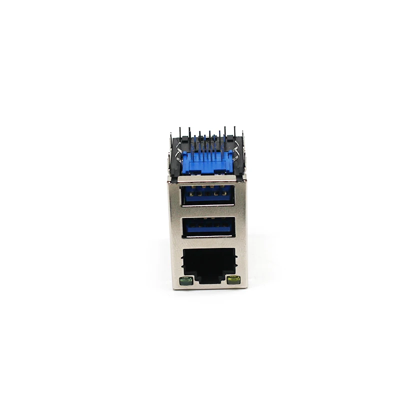High Quality USB Connectors RJ45 Connectors UTP Connectors Pass Through  Double Layer USB LED RJ45 Female Connectors