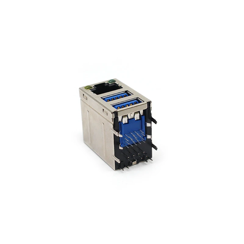 High Quality USB Connectors RJ45 Connectors UTP Connectors Pass Through  Double Layer USB LED RJ45 Female Connectors