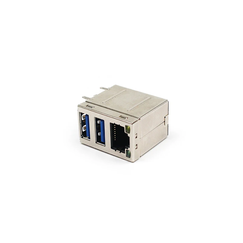 High Quality USB Connectors RJ45 Connectors UTP Connectors Pass Through  Double Layer USB LED RJ45 Female Connectors