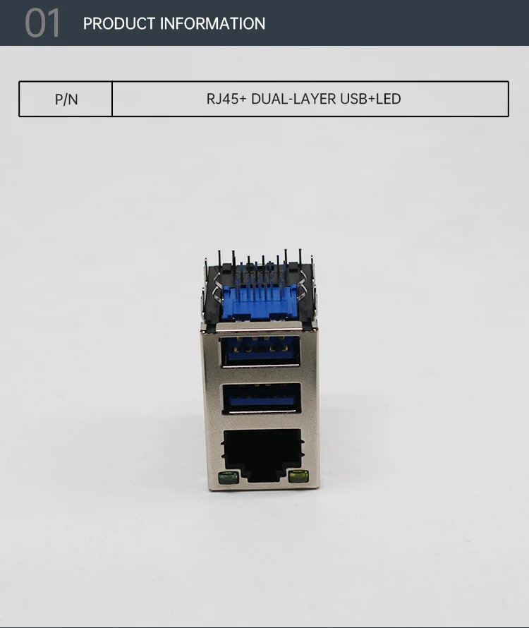 High Quality USB Connectors RJ45 Connectors UTP Connectors Pass Through Double Layer USB LED RJ45 Female Connectors