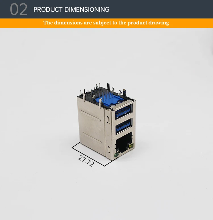 High Quality USB Connectors RJ45 Connectors UTP Connectors Pass Through Double Layer USB LED RJ45 Female Connectors