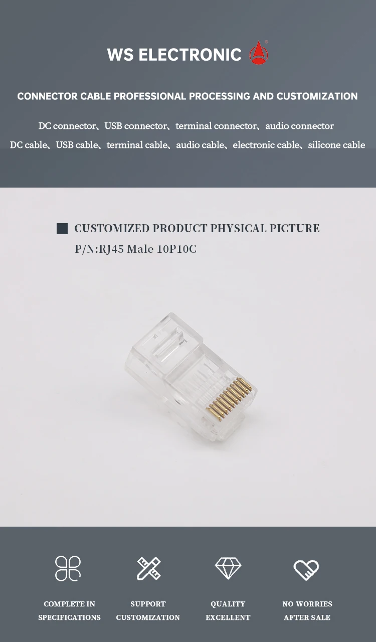 Hot Sale Transparent RJ45 Connectors RJ45 10P10C Male Plugs 10P Ethernet Connectors Modular Plugs POE Switch Connectors