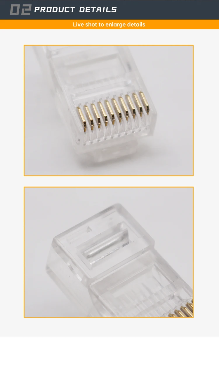 Hot Sale Transparent RJ45 Connectors RJ45 10P10C Male Plugs 10P Ethernet Connectors Modular Plugs POE Switch Connectors