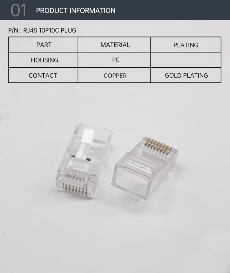 Professional Factory RJ45 CAT5 Plugs RJ45 Male Connectors Ethernet Plugs for Telephone Cable Ethernet UTP Plug RJ45 Connectors