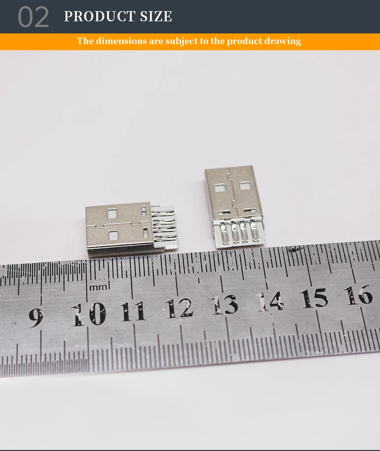 Fast Speed USB Plugs Data Transmission Charging USB 2.0 4Pin Short Body a Type Male Plugs SMT Male USB Connectors for USB Cable