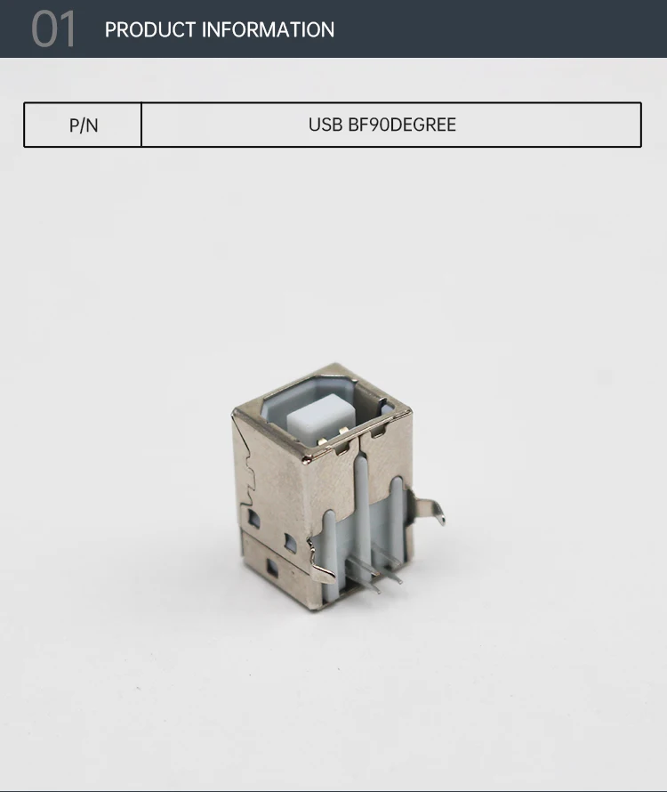 Factory Direct Sale USB BF 90 Degree Jack DIP Horizontal THR USB 2.0 Type B Female Socket Connectors USB B Female Sockets