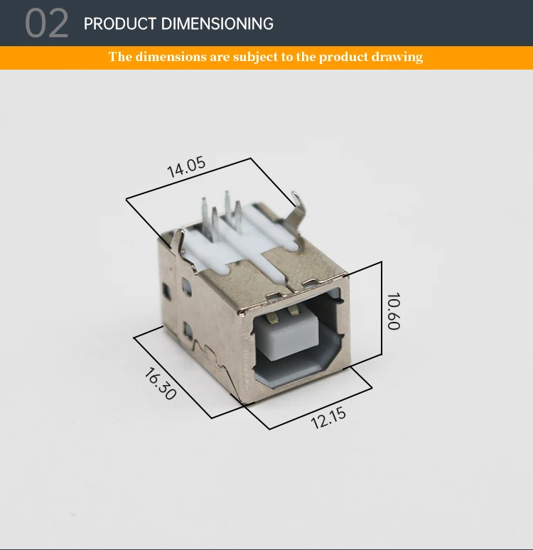 Factory Direct Sale USB BF 90 Degree Jack DIP Horizontal THR USB 2.0 Type B Female Socket Connectors USB B Female Sockets