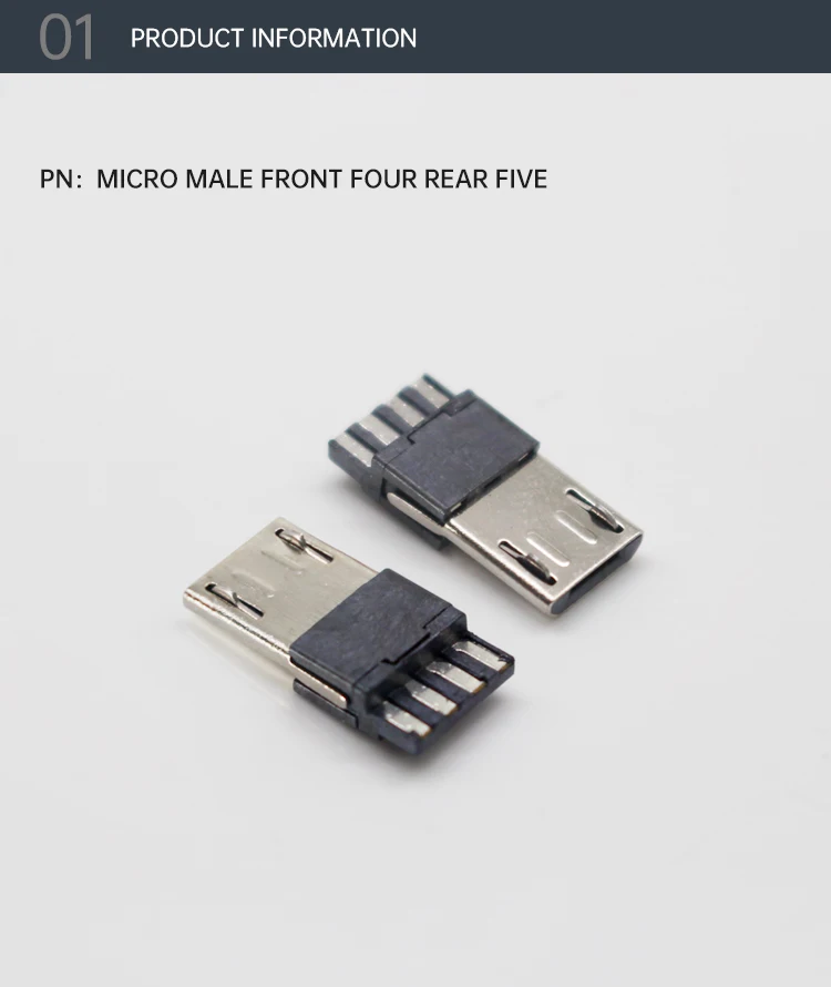 5Pin 4Pin Male Micro USB Connector Copper MicroUSB Plug Mini USB Male MICRO 5P Welded Wire with Shell Plug-in Interface