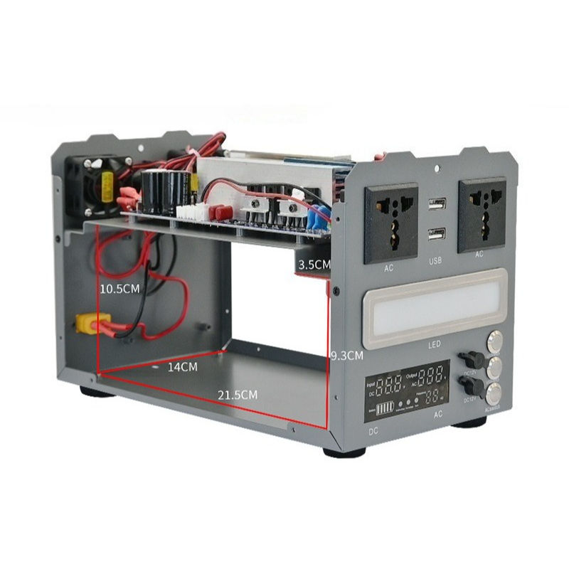 2500W Portable Power Station DIY Kit Pure Sine Wave Inverter 12V 24V to 220V Outdoor Energy Storage Case with Digital Display