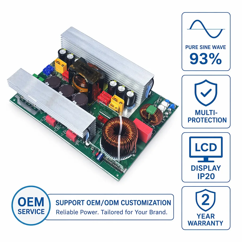 3000W Pure Sine Wave Inverter Board 24V 48V DC to 220V AC PCBA Module for Off-Grid Solar Home RV Power Supply System