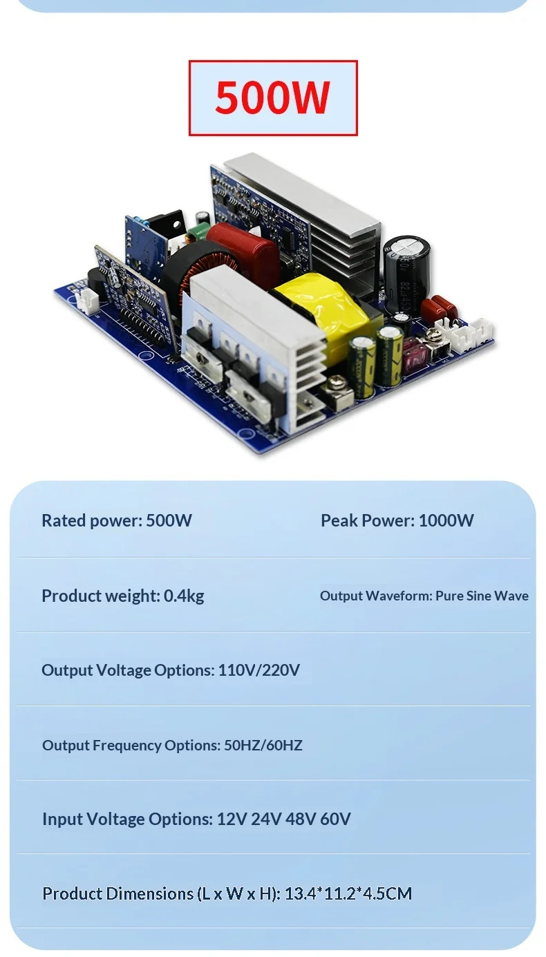 Factory Price Pure Sine Wave Inverter Mainboard 12V/24V/48V to 220V 1500W-3000W DC to AC Power Converter Bare Board