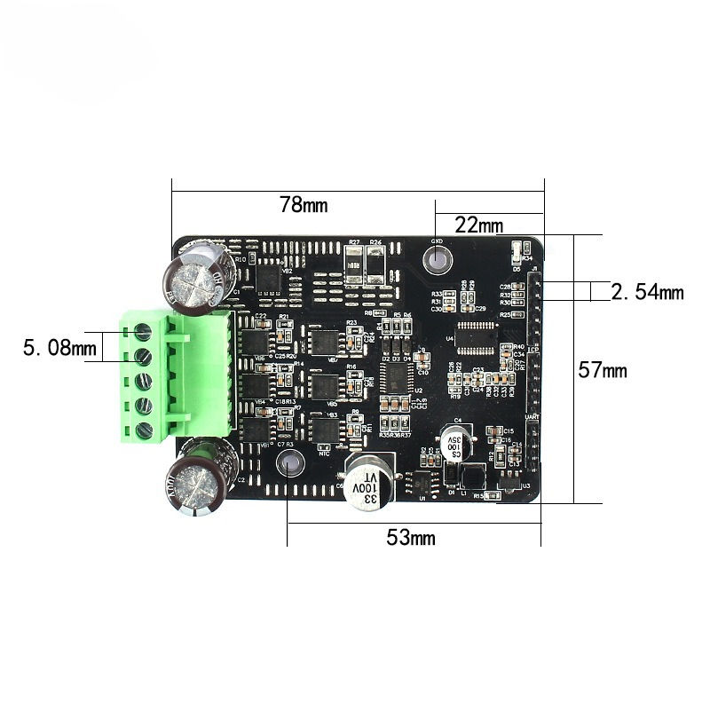 1600W BLDC FOC Motor Controller Board Sensorless Brushless DC 3-Phase Driver Development Board for RC E-bike